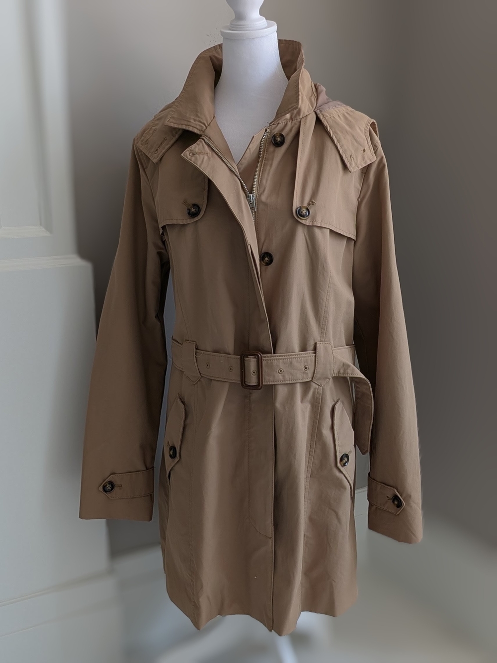 a new day Tan Belted Trench Coat-XL